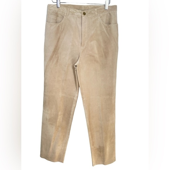 Jones New York Taupe 100% Suede Trousers w/Classic Five Pocket Styling Size 14 - Picture 2 of 11